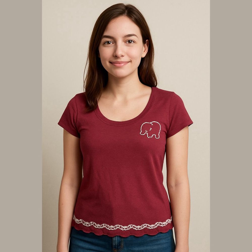 Decree Top Women's Red Short Sleeve Size Large